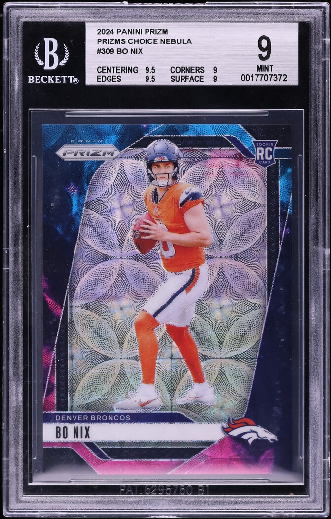 2024 Panini Prizm Choice Nebula Bo Nix ROOKIE 1/1 #309 BGS 9 MINT