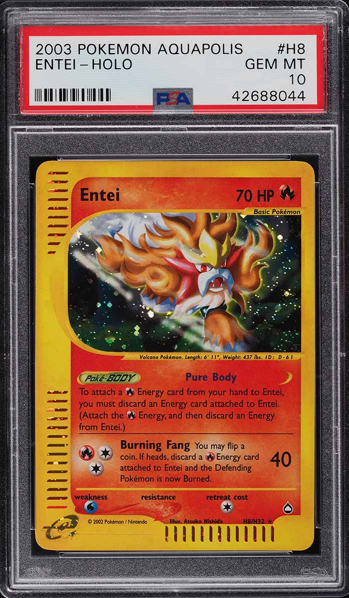 2003 Pokemon Aquapolis Holo Entei #H8 PSA 10 GEM MINT on Fanatics