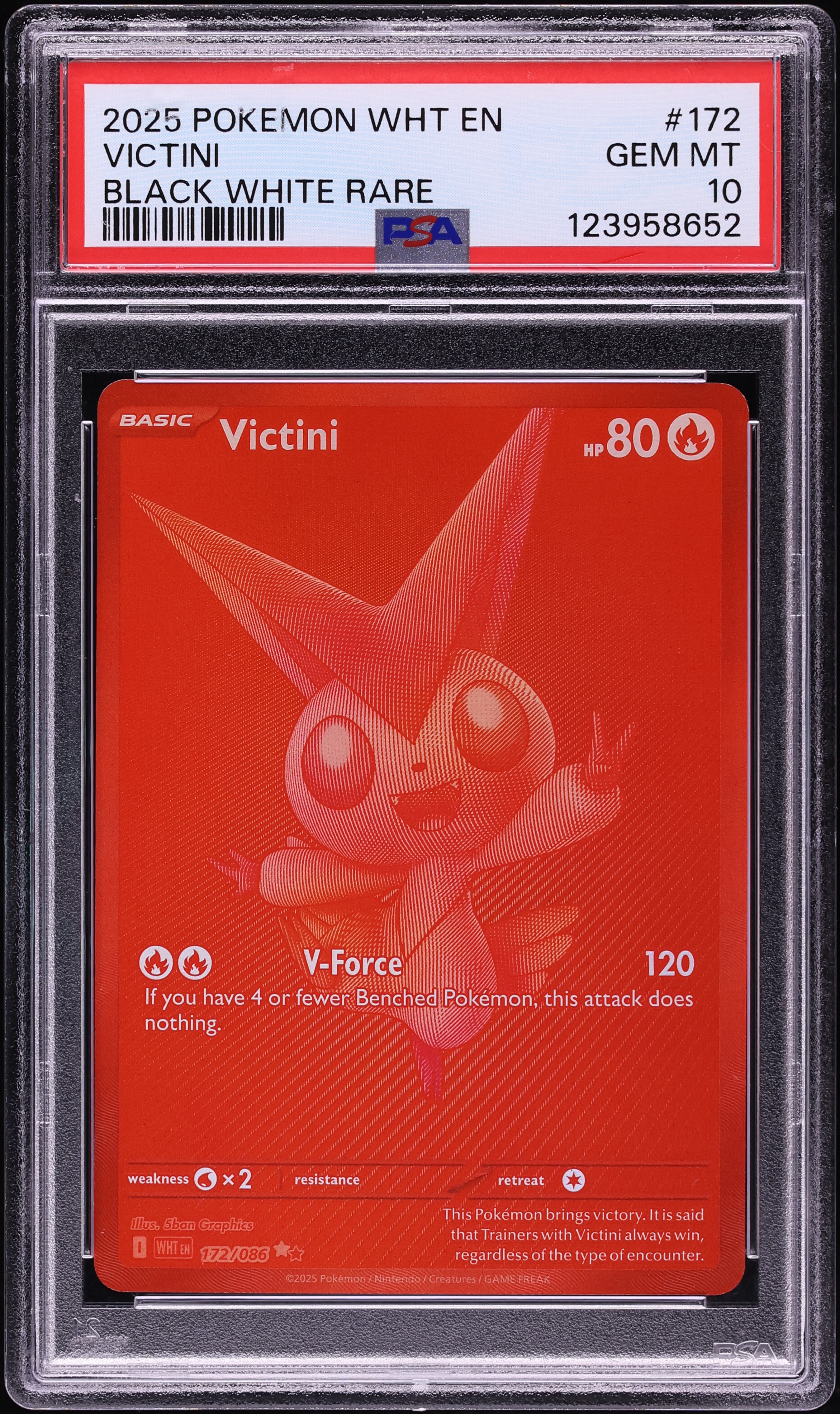 2025 Pokemon Scarlet & Violet White Flare BWR Victini #172 PSA 10 GEM MINT
