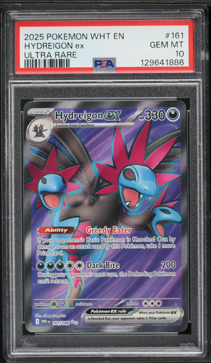 2025 Pokemon Scarlet & Violet White Flare Full Art Hydreigon ex #161 PSA 10 GEM MINT