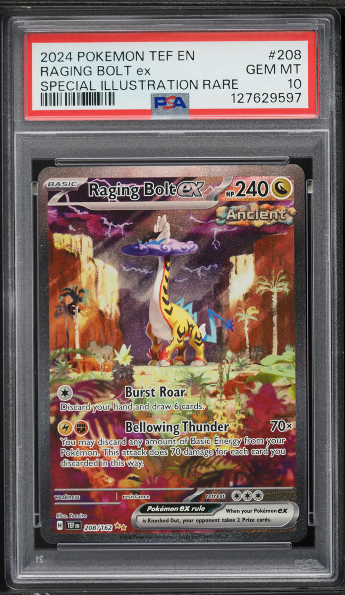 2024 Pokemon Scarlet & Violet Temporal Forces SIR Raging Bolt EX #208 PSA 10 GEM MINT
