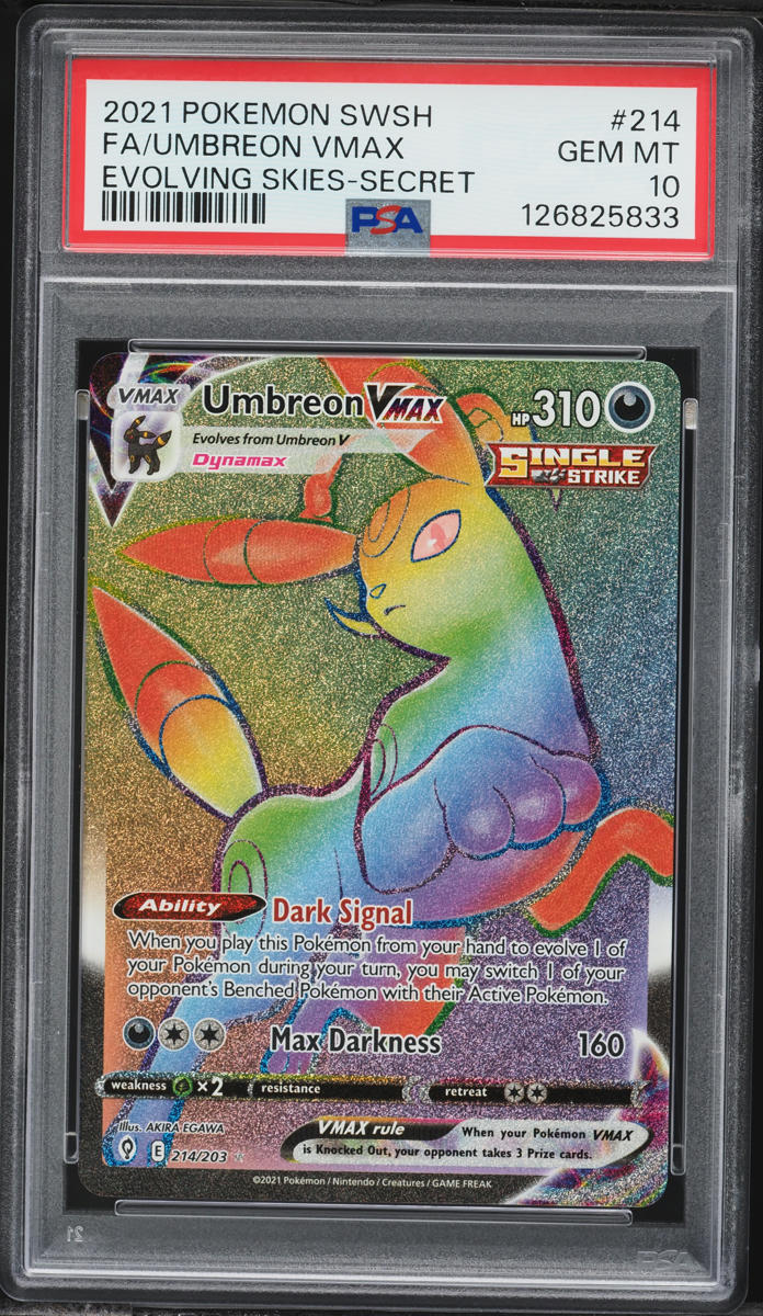 2021 Pokemon Sword & Shield Evolving Skies Rainbow Rare Umbreon VMAX #214 PSA 10 GEM MINT