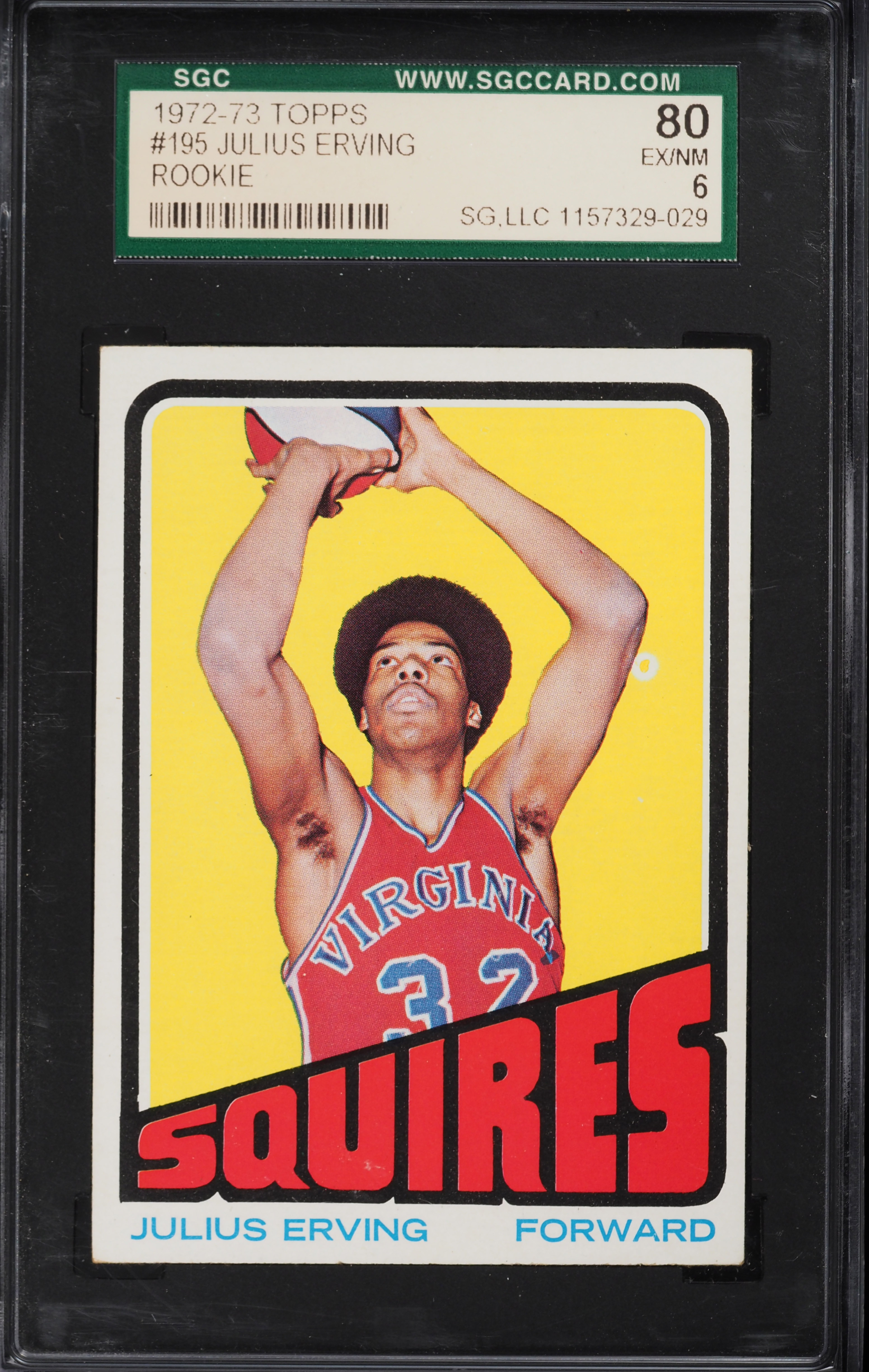 1972 Topps Basketball Julius Erving ROOKIE #195 SGC 6 EXMT