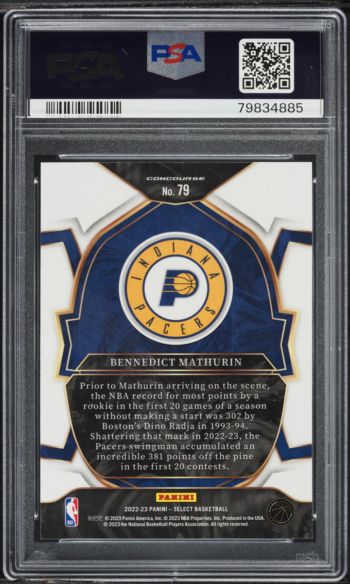 2022 Select Concourse Bennedict Mathurin ROOKIE #79 PSA 10 GEM MINT