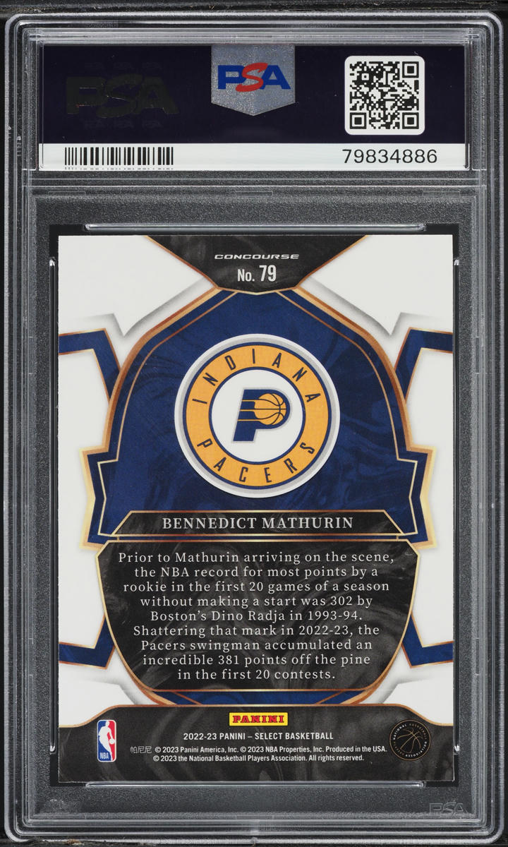 2022 Select Concourse Bennedict Mathurin ROOKIE #79 PSA 10 GEM MINT