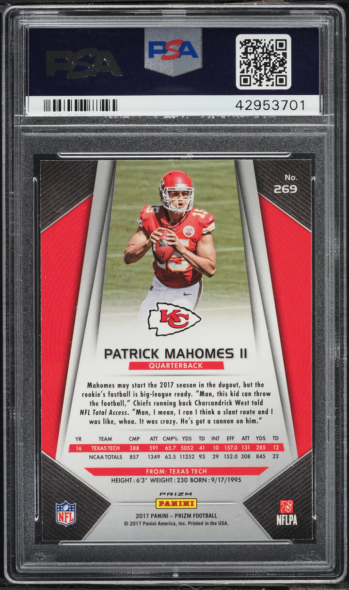 2017 Panini Prizm Disco Patrick Mahomes II ROOKIE #269 PSA 10 GEM MINT