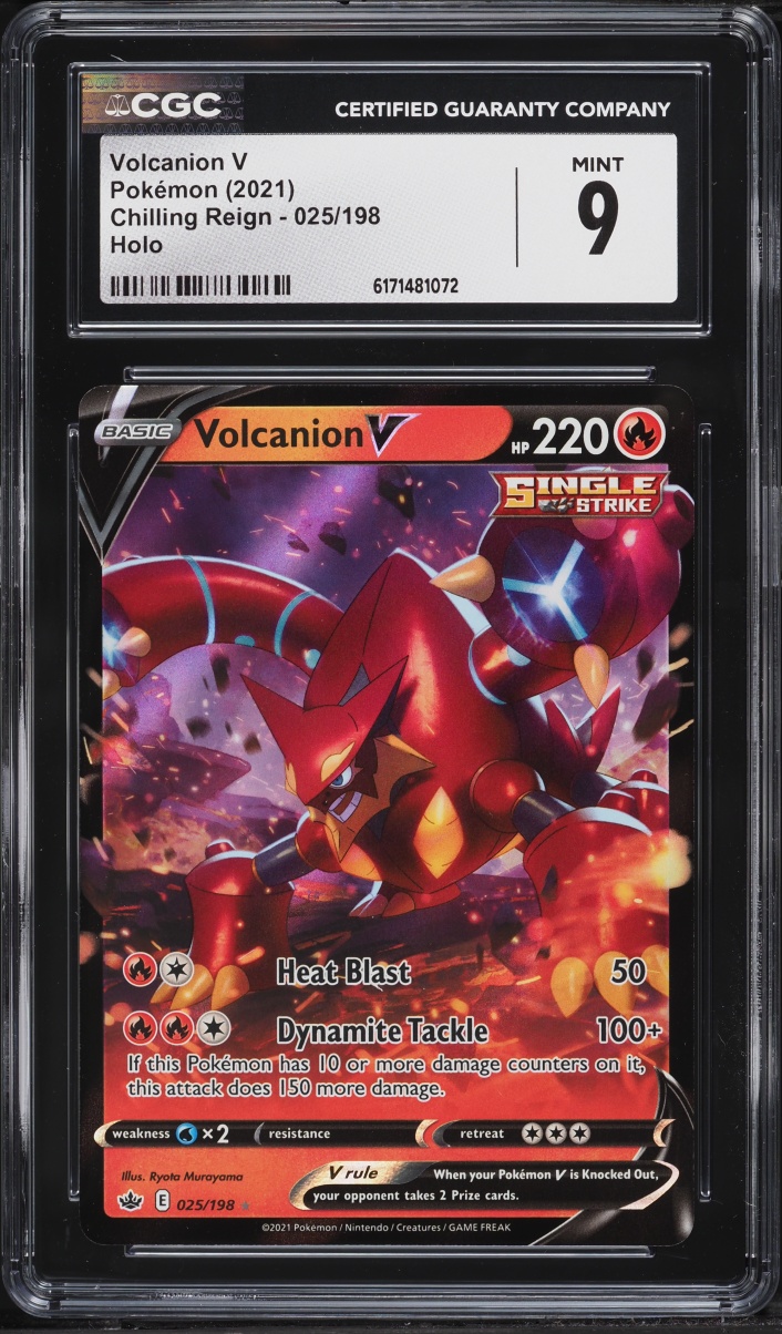 2021 Pokemon Sword & Shield Chilling Reign Holo Volcanion V #025 CGC 9 MINT