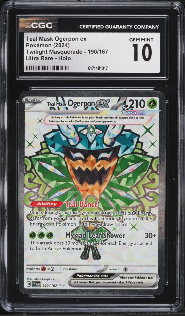 2024 Pokemon Scarlet & Violet Twilight Masquerade Full Art Teal Mask Ogerpon Ex #190 CGC 10 GEM