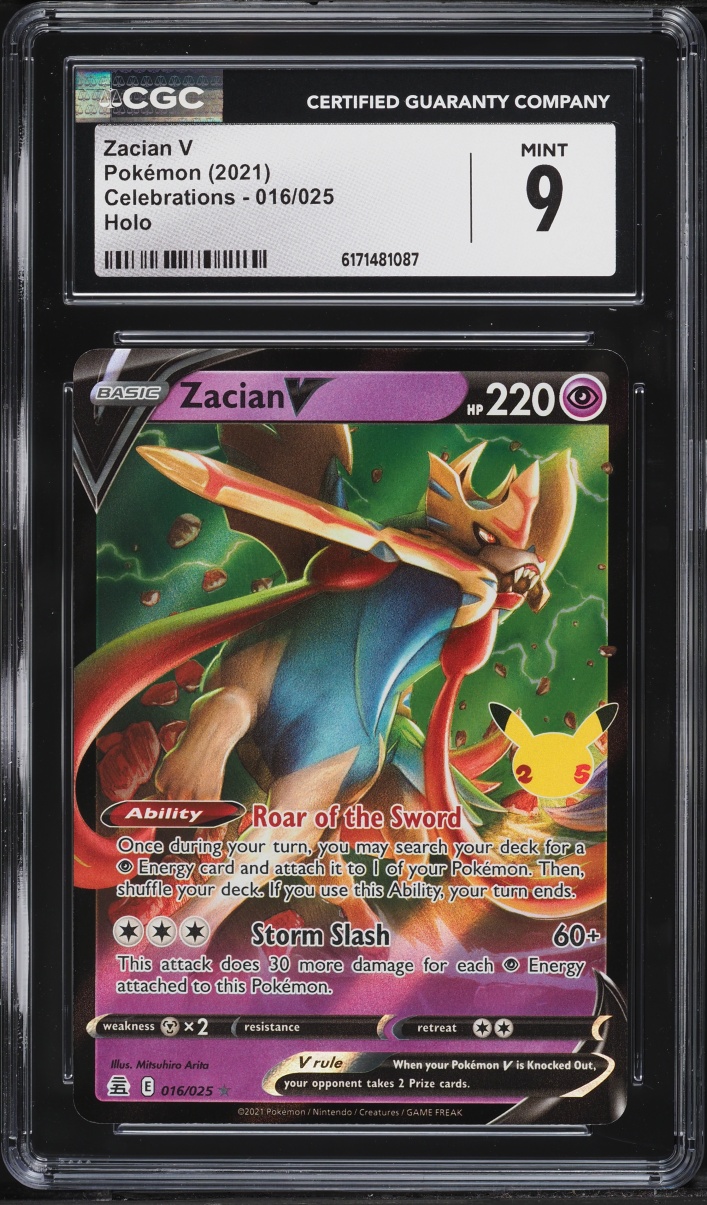 2021 Pokemon Sword & Shield Celebrations Holo Zacian V #16 CGC 9 MINT