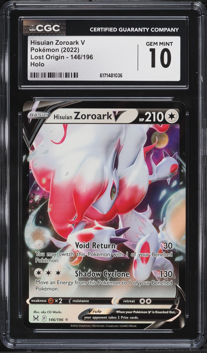 2022 Pokemon Sword & Shield Lost Origin Hisuian Zoroark V #146 CGC 10 GEM MINT