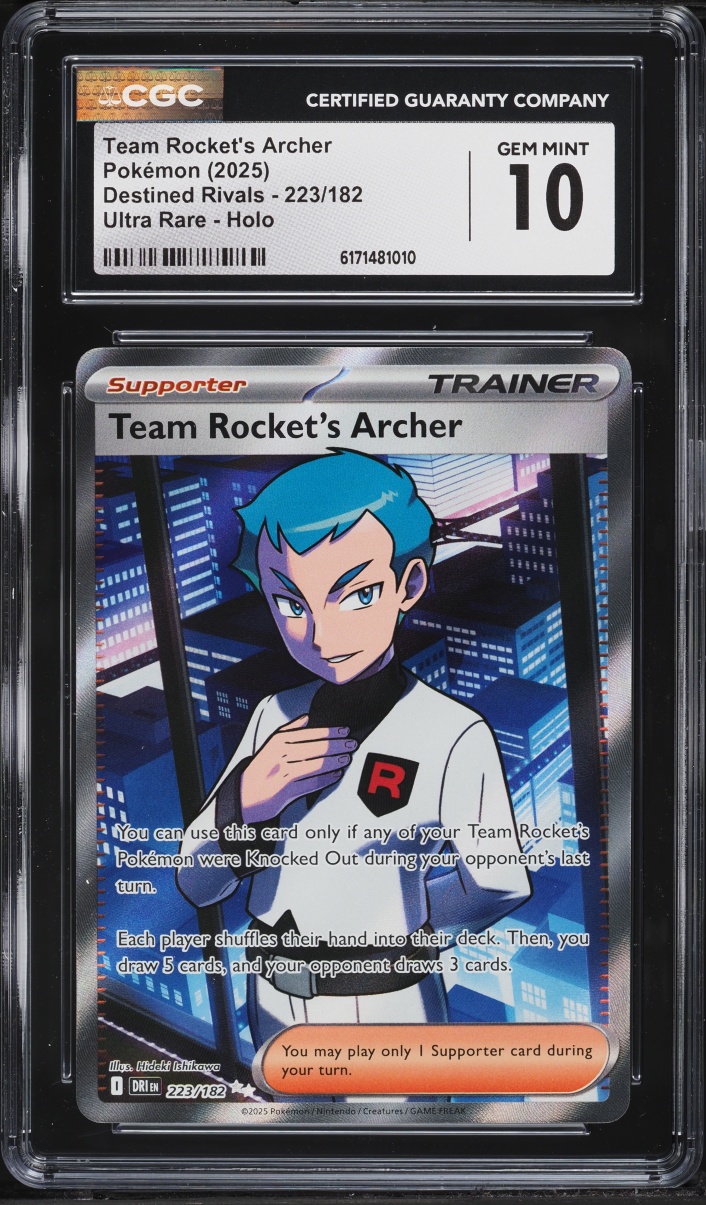 2025 Pokemon Scarlet & Violet Destined Rivals Full Art Team Rocket's Archer #223 CGC 10 GEM