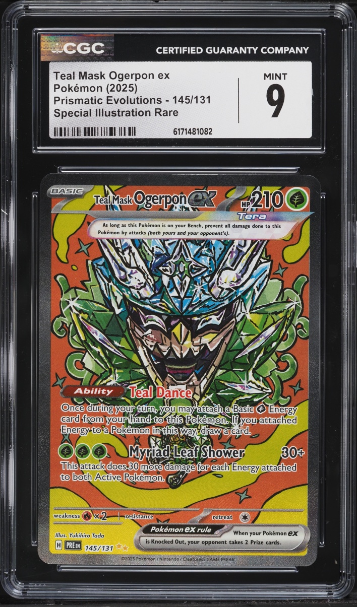 2025 Pokemon Scarlet & Violet Prismatic Evolutions SIR Teal Mask Ogerpon EX #145 CGC 9 MINT