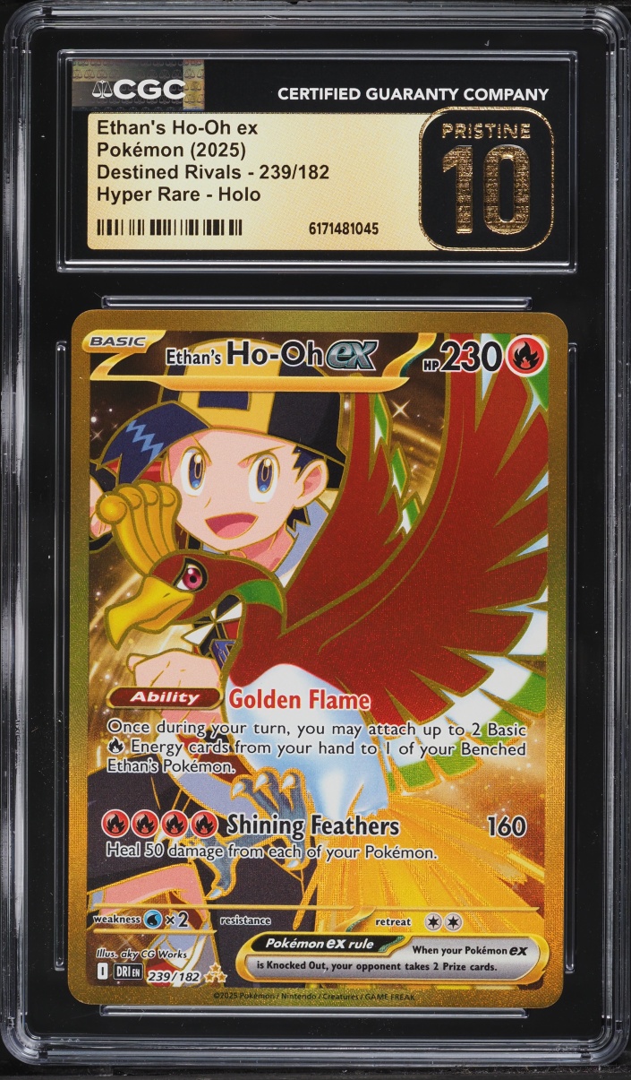 2025 Pokemon Scarlet & Violet Destined Rivals Gold Rare Ethan's Ho-Oh EX #239 CGC 10 PRISTINE