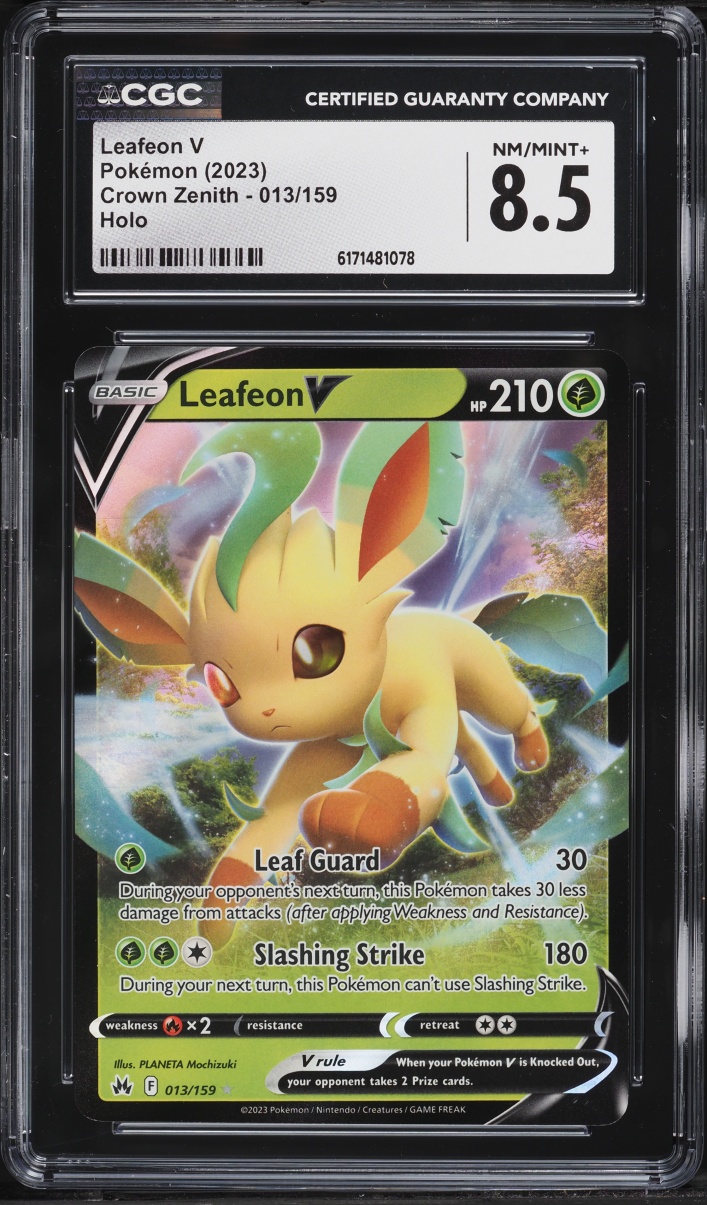 2023 Pokemon Sword & Shield Crown Zenith Holo Leafeon V #13 CGC 8.5 NM-MT+