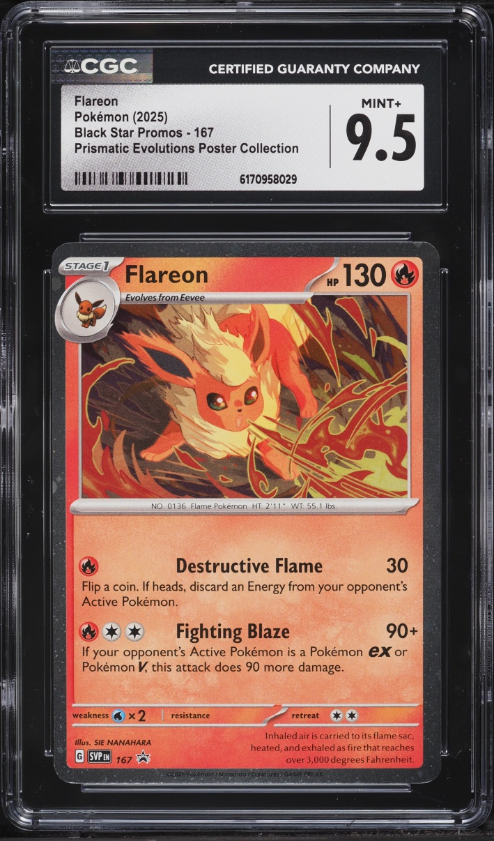 2025 Pokemon Scarlet & Violet Promo Prismatic Evolutions Poster Flareon #167 CGC 9.5 MINT+