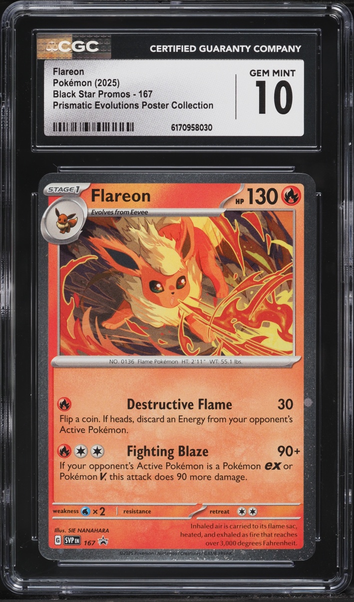 2025 Pokemon Scarlet & Violet Promo Prismatic Evolutions Poster Flareon #167 CGC 10 GEM MINT