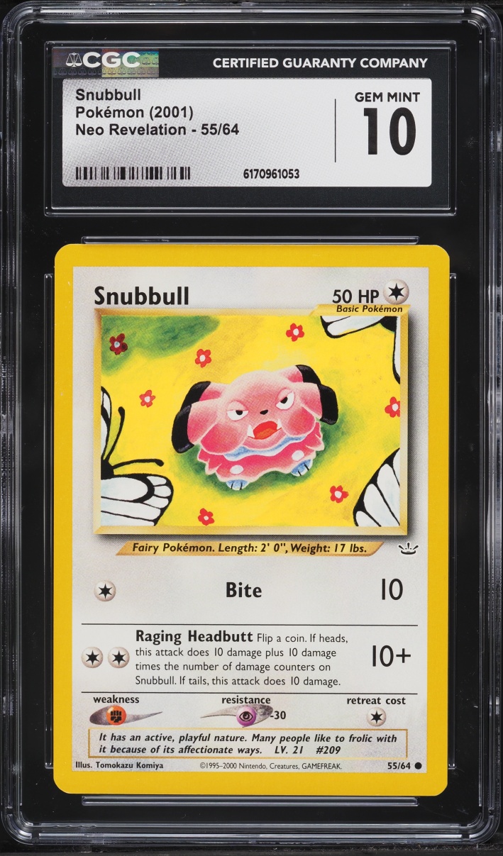 2001 Pokemon Neo Revelation Snubbull #55 CGC 10 GEM MINT