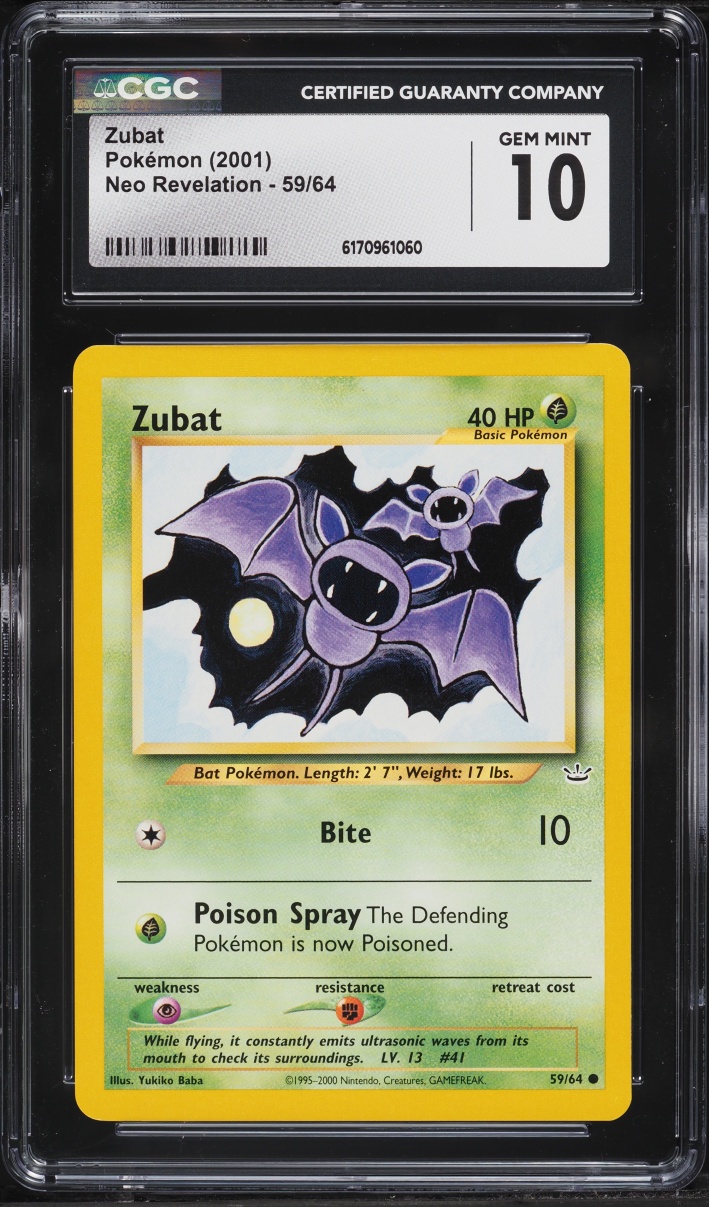 2001 Pokemon Neo Revelation Zubat #59 CGC 10 GEM MINT