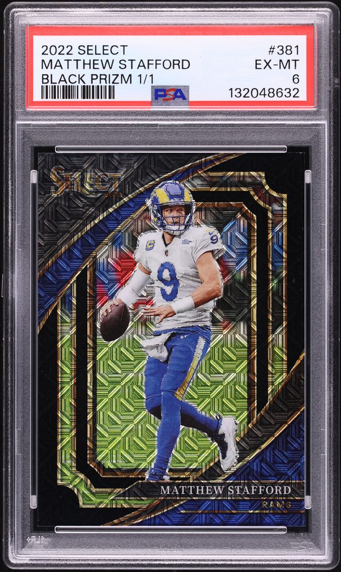 2022 Select Suite Level Black Prizm Matthew Stafford 1/1 #381 PSA 6 EXMT - Photo 1