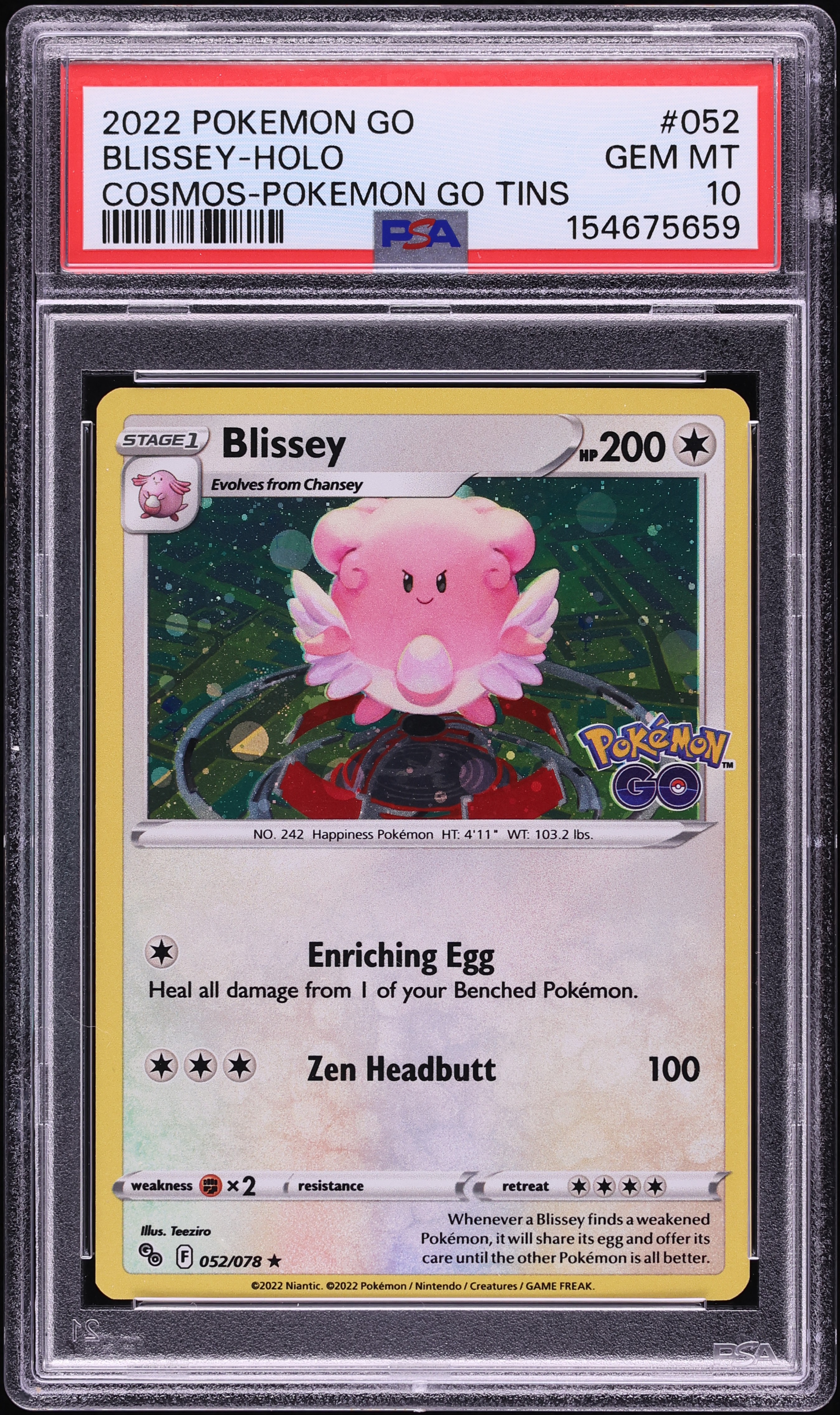 2022 Pokemon Sword & Shield Pokemon Go Cosmos Tins Holo Blissey #052 PSA 10 GEM MINT