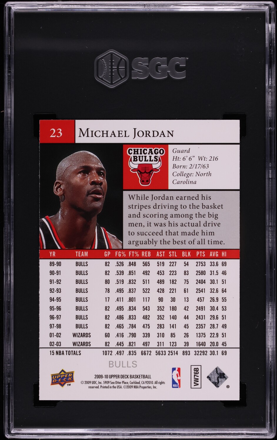 2009 Upper Deck Basketball Michael Jordan #23 SGC 8 NM-MT