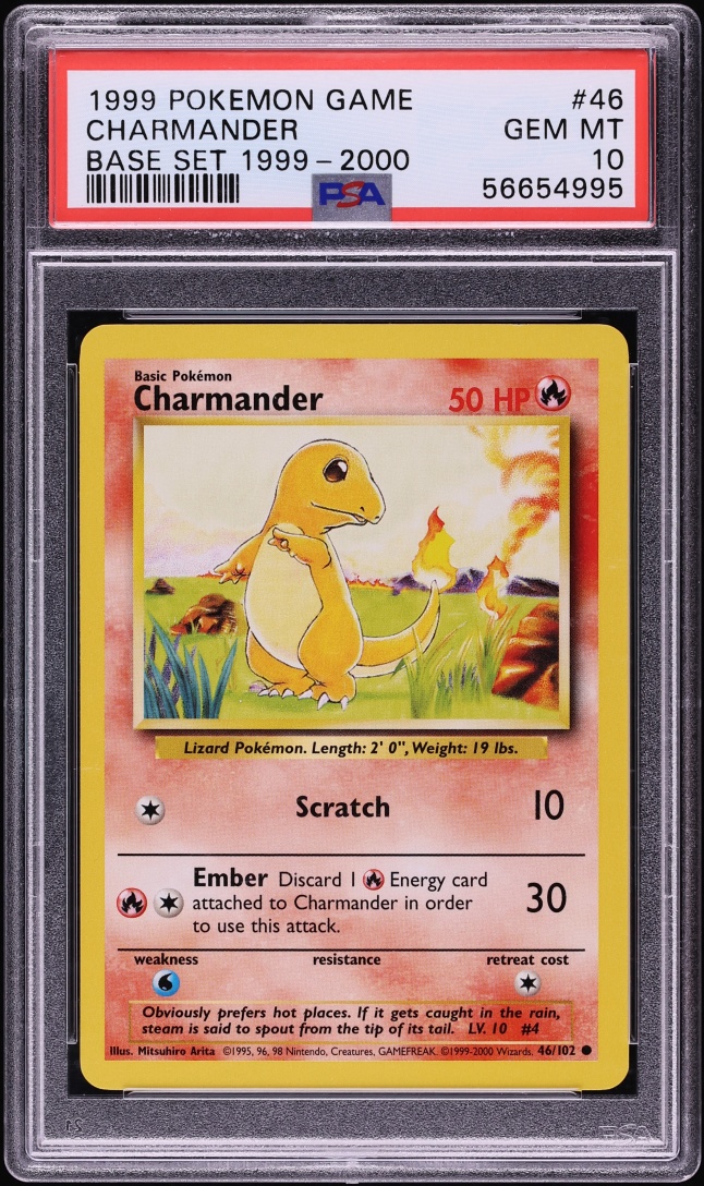 1999 Pokemon Base Set Shadowless Charmander #46 PSA 10 GEM MINT