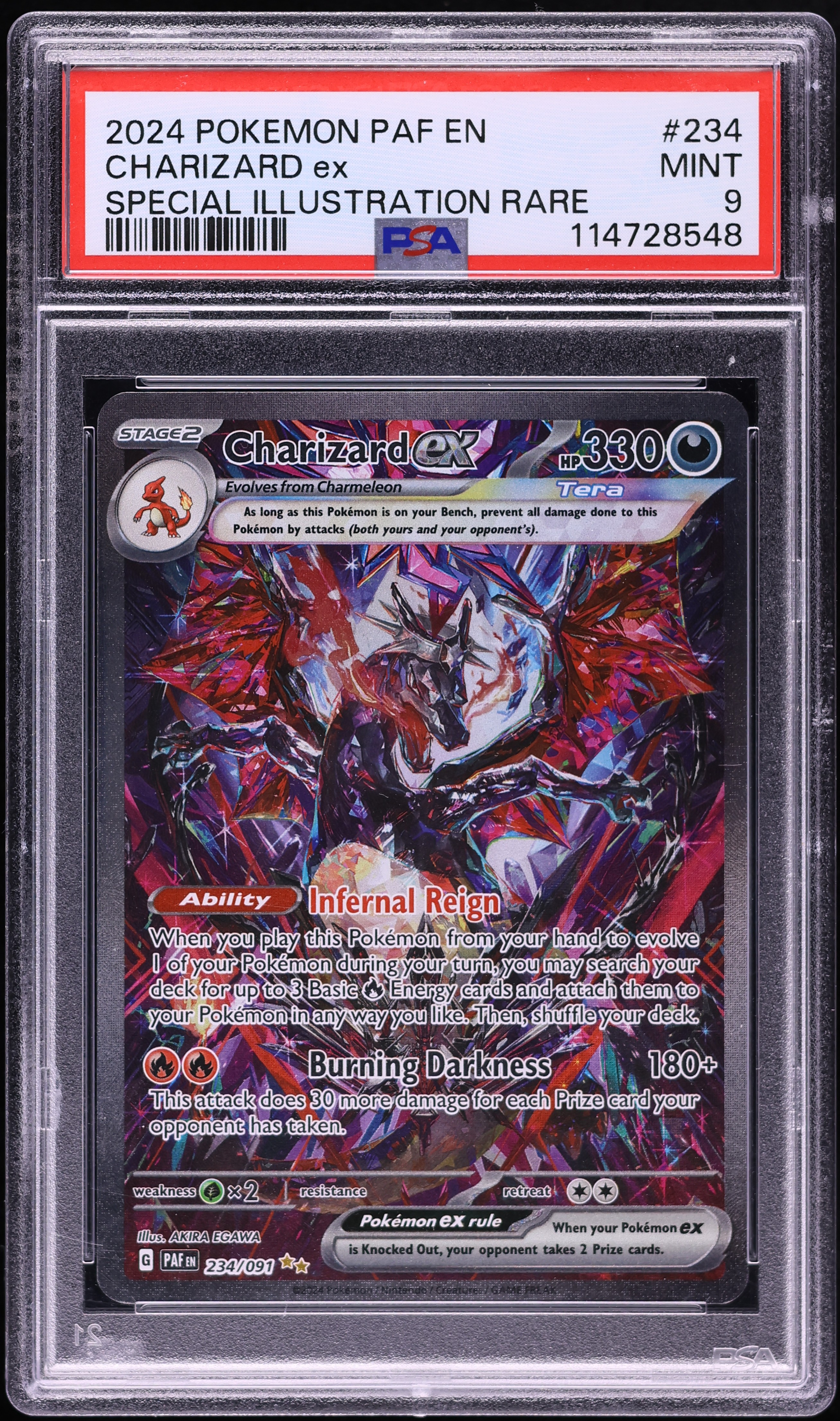2024 Pokemon Scarlet & Violet Paldean Fates SIR Charizard ex #234 PSA 9 MINT