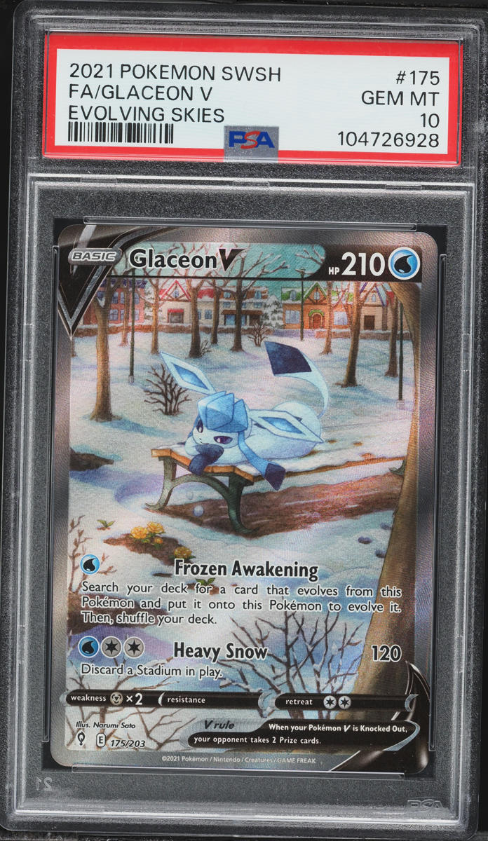 2021 Pokemon Sword & Shield Evolving Skies Alt Art Glaceon V #175 PSA 10 GEM MINT