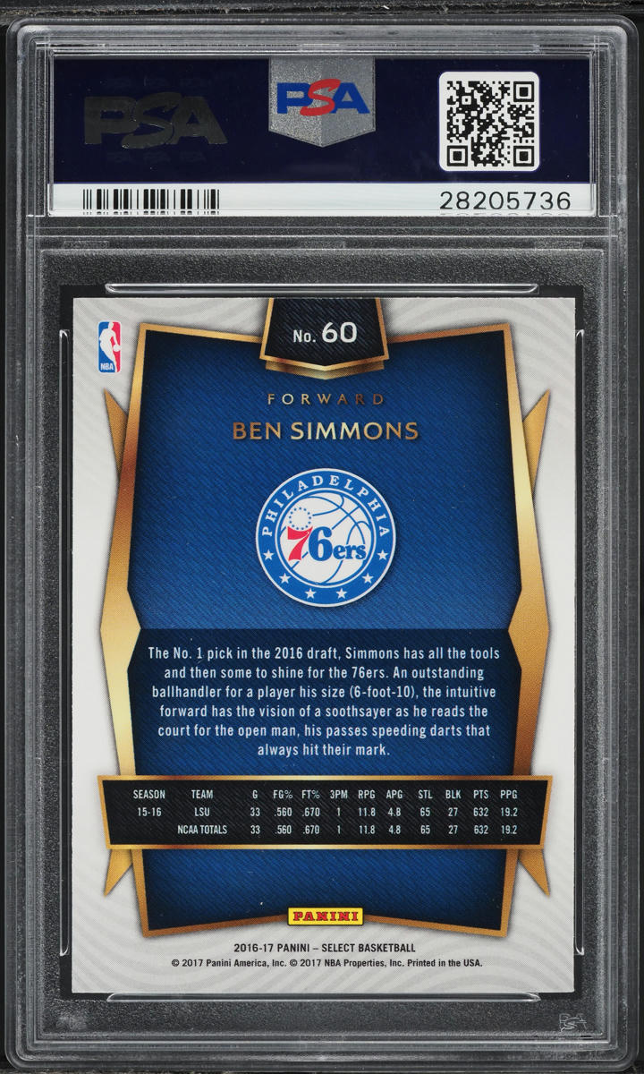 2016 Select Concourse Ben Simmons ROOKIE #60 PSA 10 GEM MINT