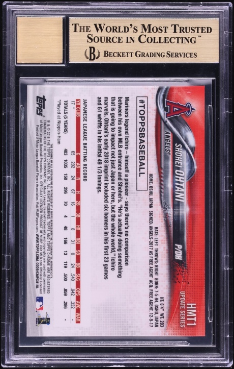 2018 Topps Chrome Update Refractor Shohei Ohtani ROOKIE AUTO #HMT1 BGS 9.5 GEM MINT