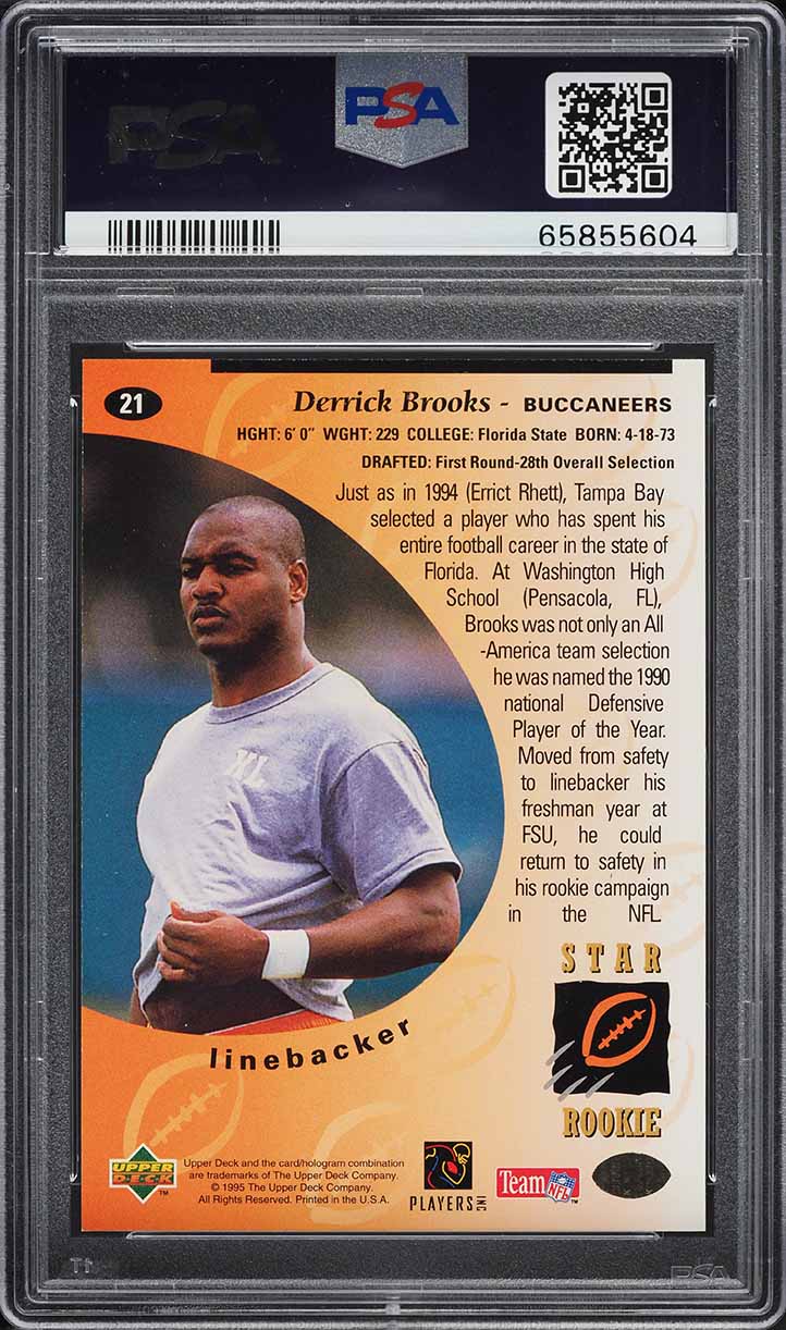 1995 Upper Deck Electric Gold Derrick Brooks ROOKIE #21 PSA 10 GEM MINT