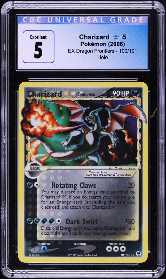 2006 Pokemon EX Dragon Frontiers Holo Charizard Gold Star #100 CGC 5 EX