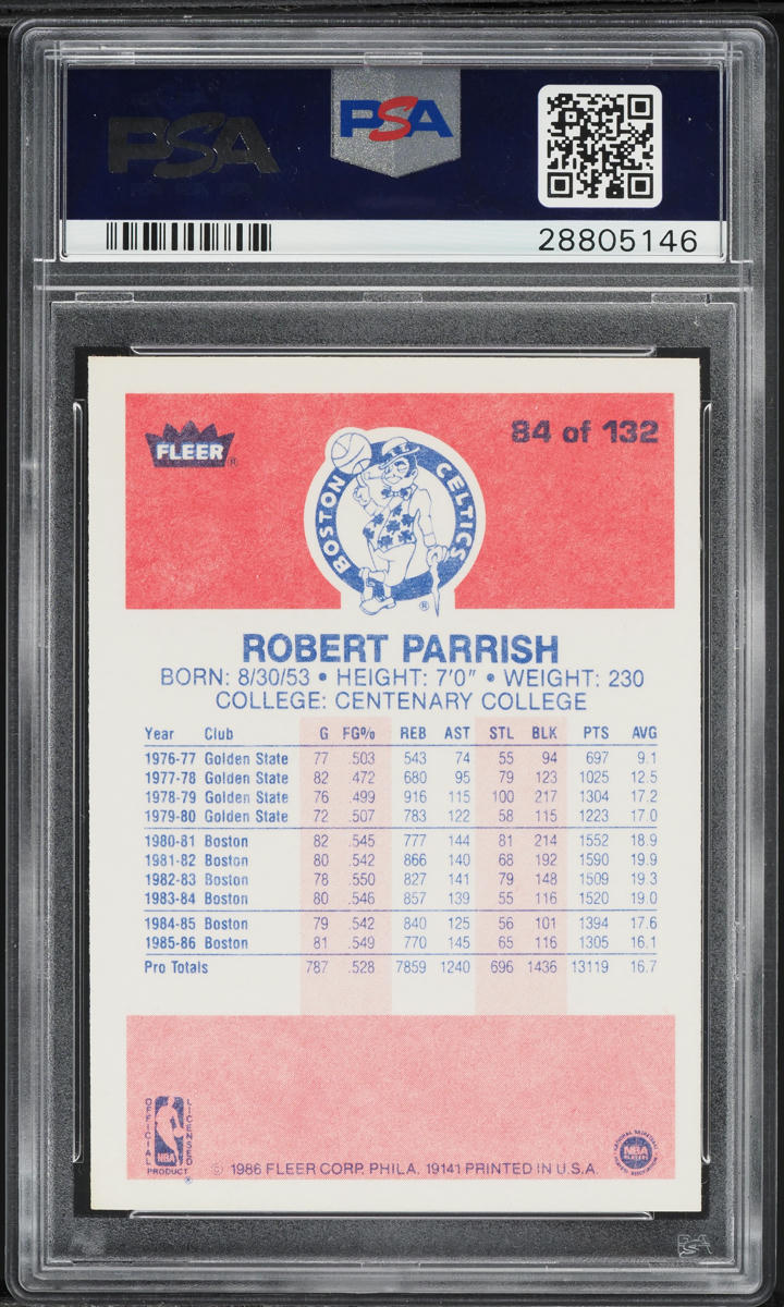 1986 Fleer Basketball Robert Parrish #84 PSA 10 GEM MINT