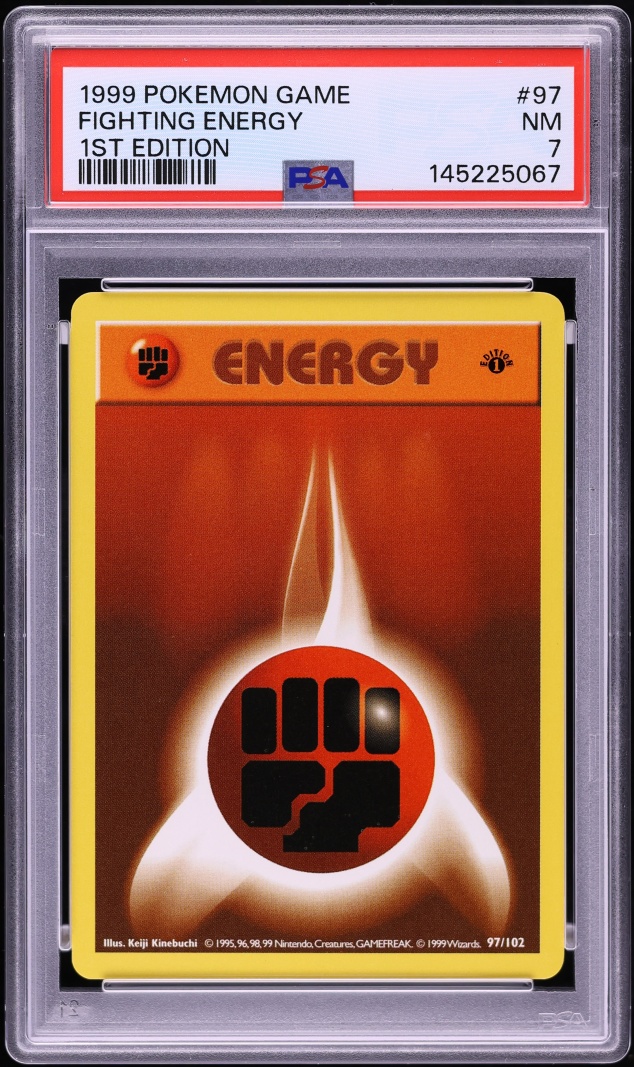 1999 Pokemon Base Set Shadowless 1st Edition Fighting Energy #97 PSA 7 NRMT