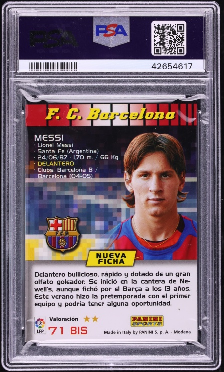 2004 Panini Sports Mega Cracks Lionel Messi ROOKIE #71BIS PSA 8 NM-MT