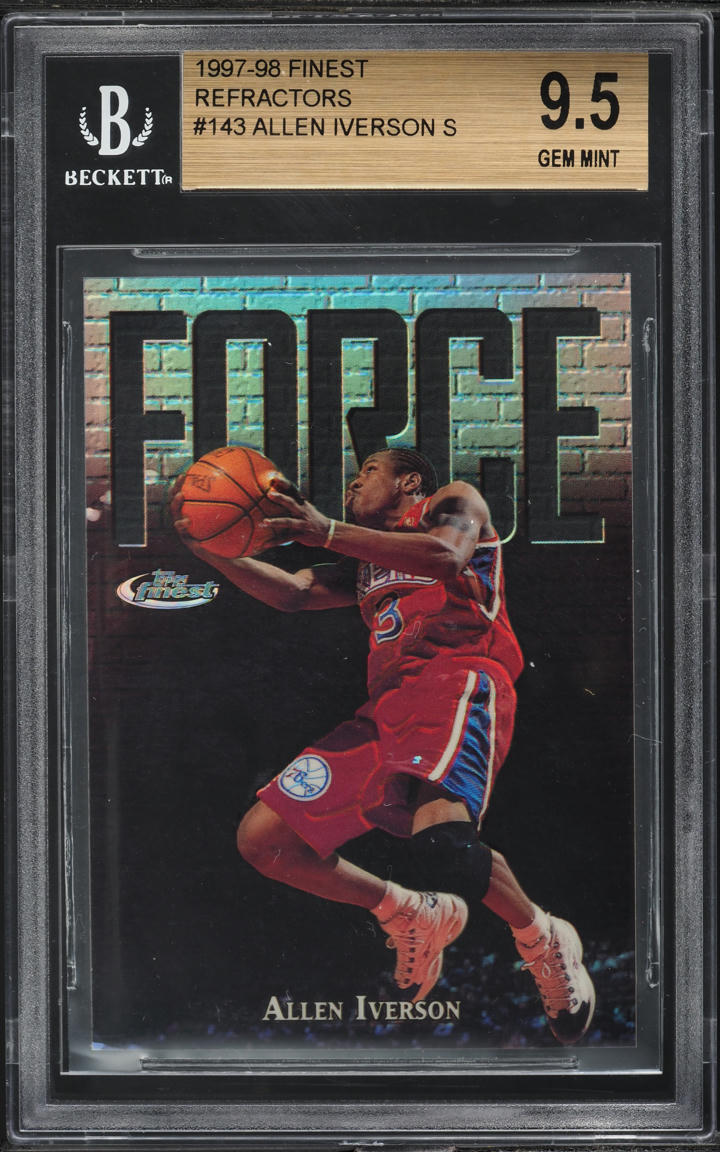 1997 Finest Refractor Allen Iverson /1090 #143 BGS 9.5 GEM MINT