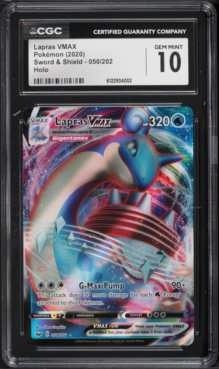2020 Pokemon Sword & Shield Full Art Lapras VMAX #50 CGC 10 GEM MINT