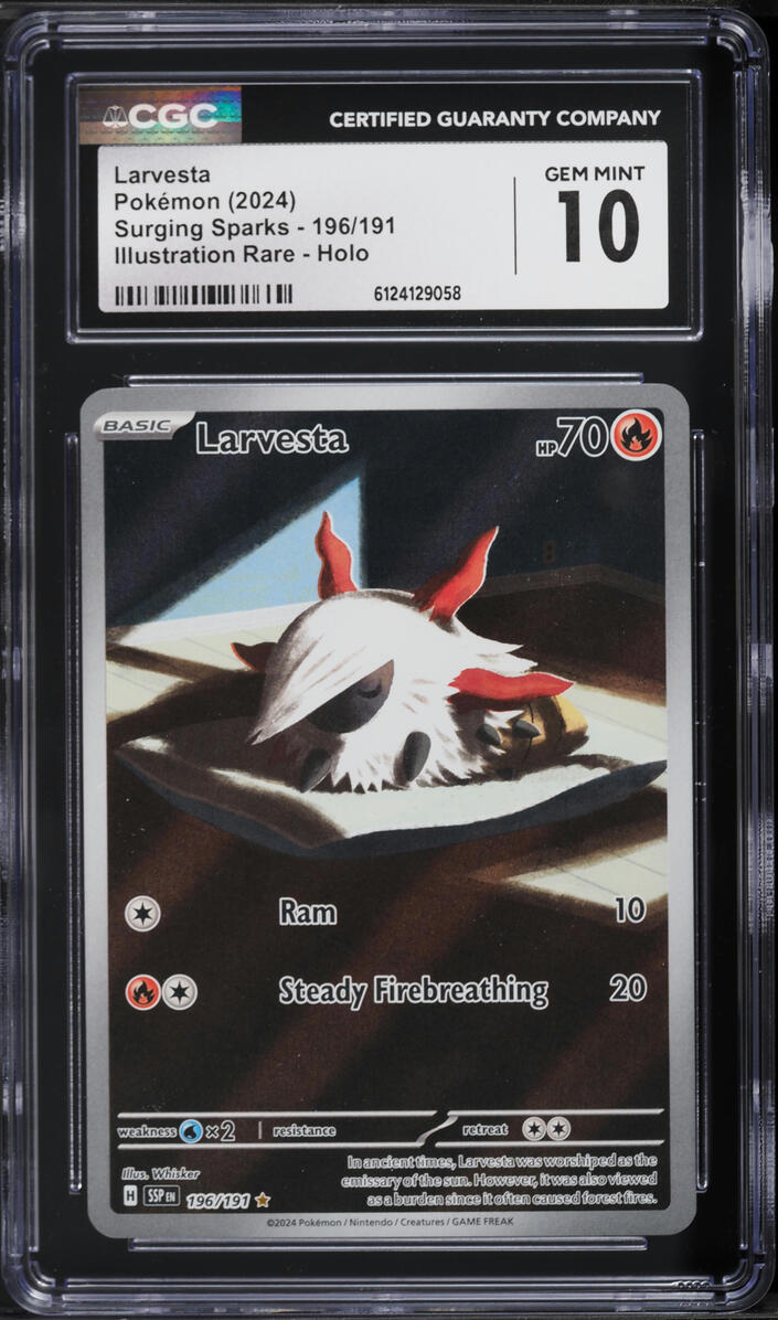 2024 Pokemon Scarlet & Shield Surging Sparks IR Larvesta #196 CGC 10 GEM MINT