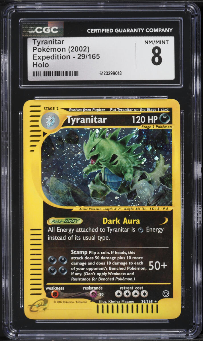 2002 Pokemon Expedition Holo Tyranitar #29 CGC 8 NM-MT