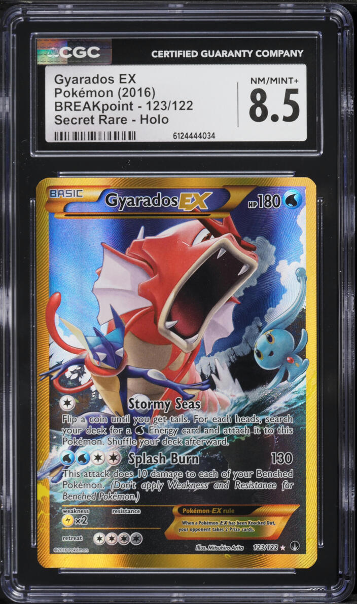 2016 Pokemon XY BREAKpoint Gold Rare Gyarados EX #123 CGC 8.5 NM-MT+