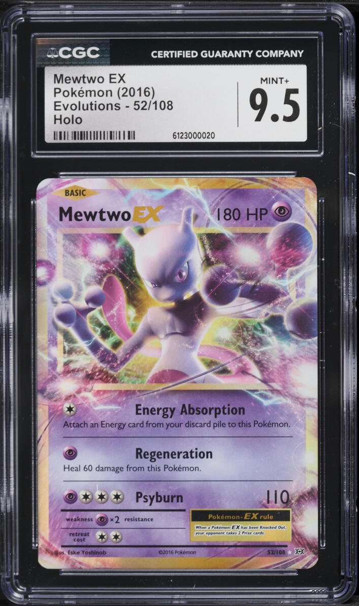 2016 Pokemon XY Evolutions Holo Mewtwo EX #52 CGC 9.5 MINT+