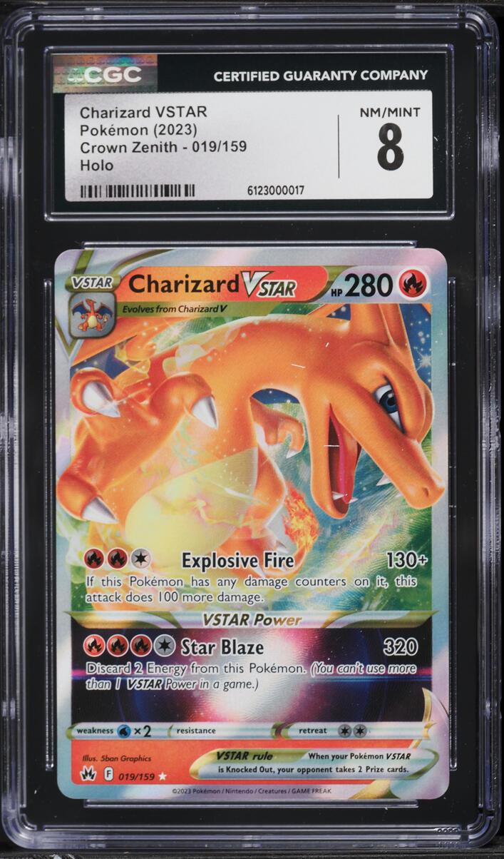 2023 Pokemon Sword & Shield Crown Zenith Holo Charizard VSTAR #19 CGC 8 NM-MT