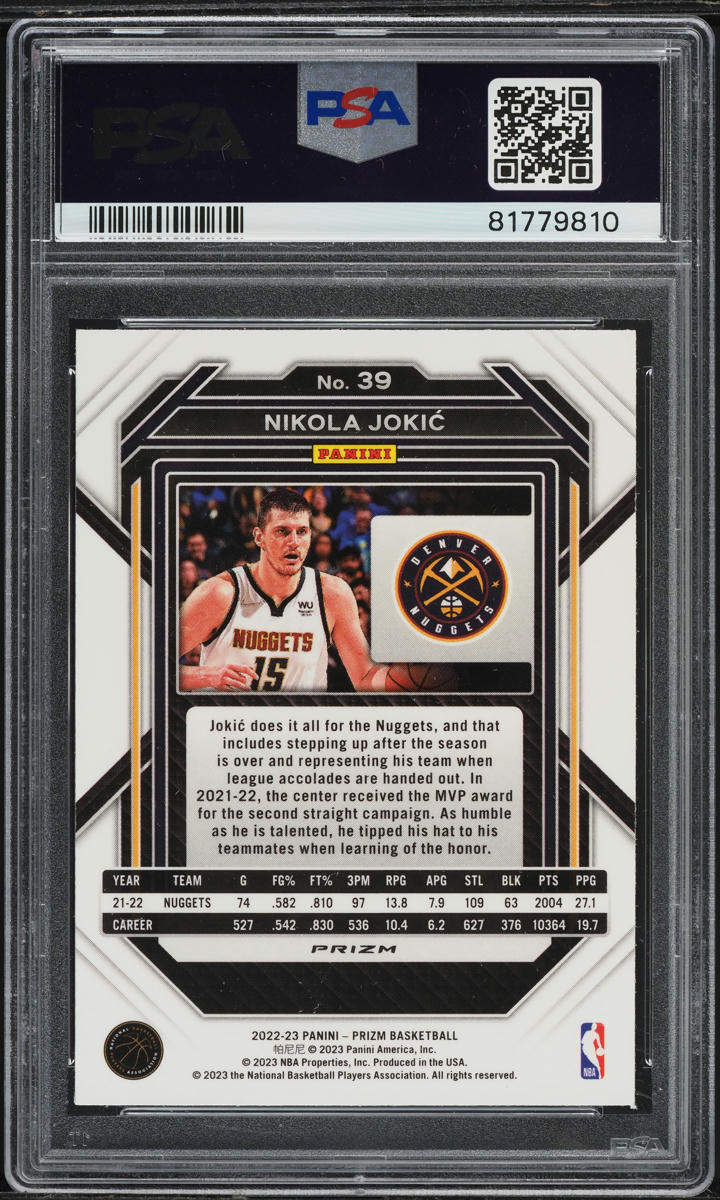 2022 Panini Prizm Pink Ice Nikola Jokic #39 PSA 9 MINT