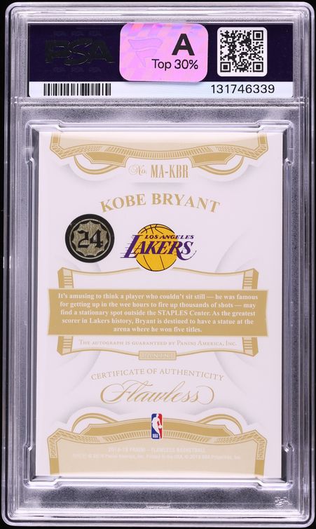 2018 Panini Flawless Momentous Kobe Bryant AUTO /25 #KBR PSA 9 MINT