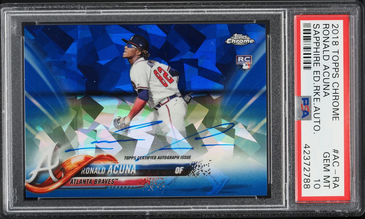 2018 Topps Chrome Sapphire Ronald Acuna Jr. ROOKIE AUTO #AC-RA PSA 10 GEM MINT