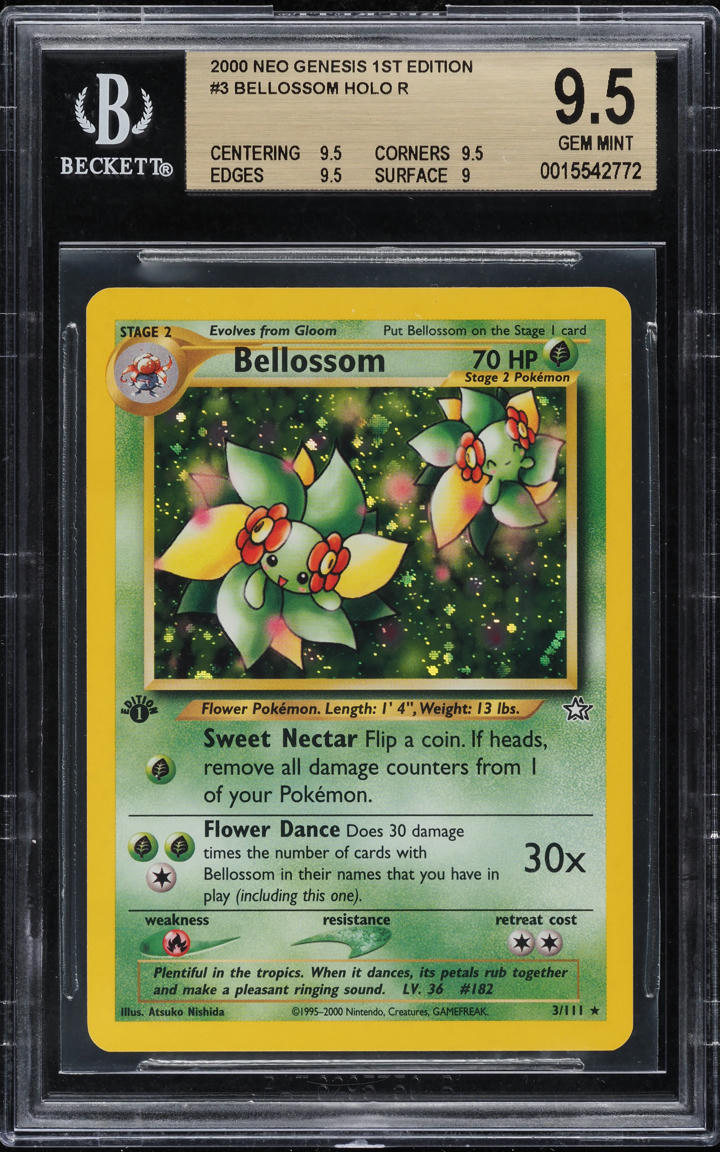 2000 Pokemon Neo Genesis 1st Edition Holo Bellossom #3 BGS 9.5 GEM MINT