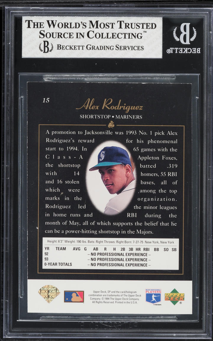 1994 SP Foil Alex Rodriguez ROOKIE #15 BGS 8 NM-MT