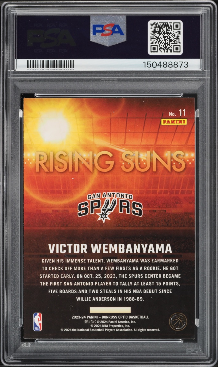 2023 Donruss Optic Rising Suns Victor Wembanyama ROOKIE #11 PSA 9 MINT