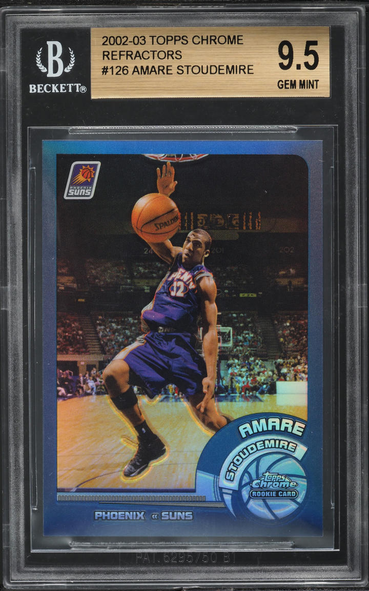 2002 Topps Chrome Refractor Amare Stoudemire ROOKIE #126 BGS 9.5 GEM MINT