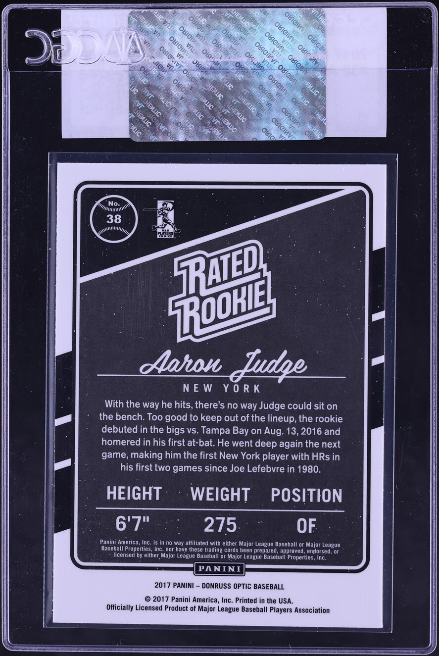 2017 Donruss Optic Aaron Judge ROOKIE #38 CGC AUTH